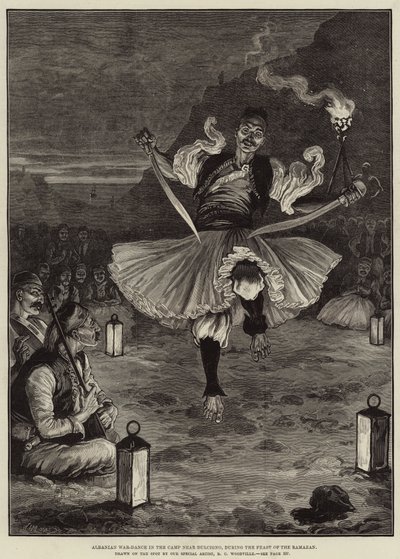 Danza di guerra albanese nel campo vicino a Dulcigno, durante la festa del Ramadan da Richard Caton Woodville junior